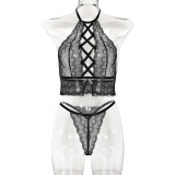 Women Lace Sexy Cross Hollow Sexy Lingerie Two-piece Set