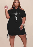 Plus Size Women Letter Print Bodycon Dress