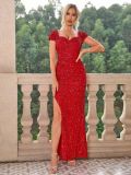 Women sequin side slit sexy dress