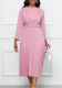 Plus Size African Women Chic Elegant Pleated Career Solid Dress