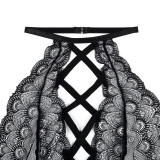Women Lace Sexy Cross Hollow Sexy Lingerie Two-piece Set