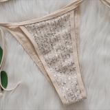 Women Bikini Sexy Two Pieces Sequin Lace-Up Hollow Beach Swimwear