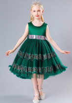 Girls' Sleeveless Embroidered Tassel Wedding Dress Princess Dress with Trailing Dress Girls' Sleeveless Embroidered Tassel Wedding Dress Princess Dress with Trailing Dress