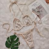Women Bikini Sexy Two Pieces Sequin Lace-Up Hollow Beach Swimwear