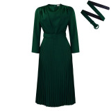 Plus Size African Women Chic Elegant Pleated Career Solid Dress