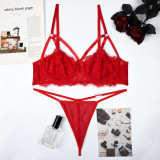Women red sexy lingerie two-piece set