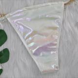 Women Crystal Diamond Bikini Sexy Shiny Lace-Up Two Pieces Swimwear