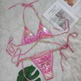 Women Crystal Diamond Bikini Sexy Shiny Lace-Up Two Pieces Swimwear