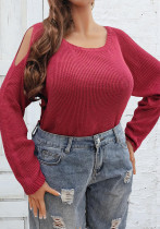 Plus Size Women Off-Shoulder Basic Round Neck Sweater Plus Size Women Off-Shoulder Basic Round Neck Sweater