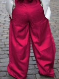 Women Casual Detachable Pocket Wide Leg Pants