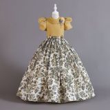 Children's Clothing Chiffon Retro Pattern Children's Dress Girl Wprincess Dress
