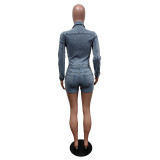 Spring Short Sleeve Denim Jumpsuit