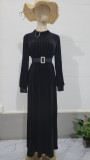 Autumn Belted Plus Size Women's Fashion Pleated Loose Chic Dress