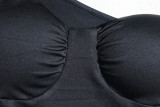 Women Solid Ruffle Sleeve Irregular Slash Shoulder Cascading Ruffles Dress