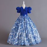 Children's Clothing Chiffon Retro Pattern Children's Dress Girl Wprincess Dress