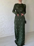 Autumn Fashion Chic Long Sleeve Slim Fit Ruffled A-Line Long Dress