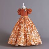 Children's Clothing Chiffon Retro Pattern Children's Dress Girl Wprincess Dress