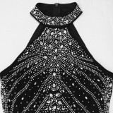 Halter Neck Beaded Nightclub Women Party Style Sexy Bodycon Dress