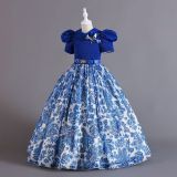 Children's Clothing Chiffon Retro Pattern Children's Dress Girl Wprincess Dress