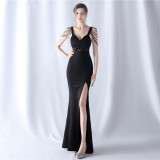 Beading See-Through Wedding Party Formal Dinner Evening Dress