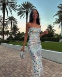 Spring Summer Style Fashionable And Sexy Women's Sequined Irregular Dress