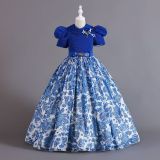 Children's Clothing Chiffon Retro Pattern Children's Dress Girl Wprincess Dress