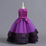 Children's Dress Sequined Children's Dress Bow Princess Dress Flower Girl Performance Dress