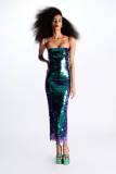Spring Summer Style Fashionable And Sexy Women's Sequined Irregular Dress