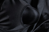 Women Solid Ruffle Sleeve Irregular Slash Shoulder Cascading Ruffles Dress