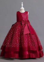 Children's Clothing Polka Dot Children's Bow Princess Dress Girl Flower Kids Dress