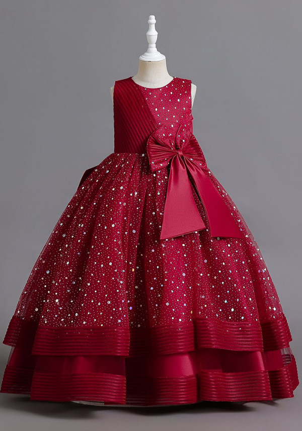 Children's Clothing Polka Dot Children's Bow Princess Dress Girl Flower Kids Dress