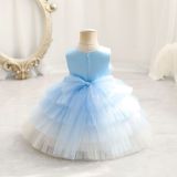 Children's Clothes Color Block Princess Dress Baby Girl First Birthday Formal Party Dress