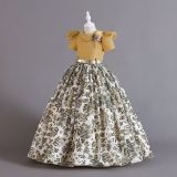 Children's Clothing Chiffon Retro Pattern Children's Dress Girl Wprincess Dress