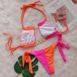 Women Crystal Diamond Bikini Sexy Colorblock Lace-Up Two Pieces Swimwear