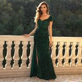 Women sequin side slit sexy dress