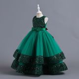 Children's Dress Sequined Children's Dress Bow Princess Dress Flower Girl Performance Dress