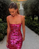 Spring Summer Style Fashionable And Sexy Women's Sequined Irregular Dress