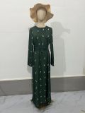 Autumn Fashion Chic Long Sleeve Slim Fit Ruffled A-Line Long Dress