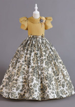 Children's Clothing Chiffon Retro Pattern Children's Dress Girl Wprincess Dress