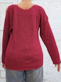 Plus Size Women Off-Shoulder Basic Round Neck Sweater