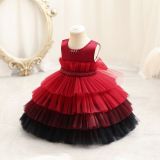 Children's Clothes Color Block Princess Dress Baby Girl First Birthday Formal Party Dress
