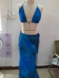 Printed Sexy Bikini Lace-Up Skirt Casual Set