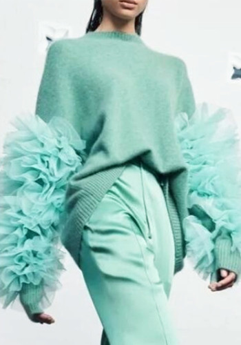 Women's Sweater Tops Autumn Fashion Patchwork Lace Sweater