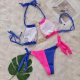 Women Crystal Diamond Bikini Sexy Colorblock Lace-Up Two Pieces Swimwear