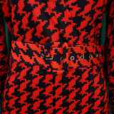 Women's Autumn and Winter V-neck Puff Sleeve Slim Waist Printed Wide Leg Plus Size African Jumpsuit