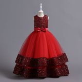 Children's Dress Sequined Children's Dress Bow Princess Dress Flower Girl Performance Dress