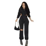 Casual Stretch Fashion Denim Jumpsuit