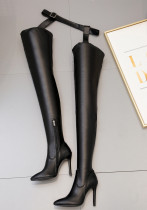 Stiletto Pointed Toe Sexy Over-The-Knee Boots Plus Size High-Heeled Leather Boots
