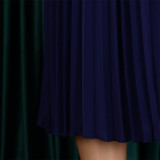 Plus Size African Women Chic Elegant Pleated Career Solid Dress