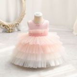 Children's Clothes Color Block Princess Dress Baby Girl First Birthday Formal Party Dress
